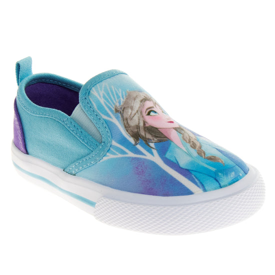 josmo Frozen Elsa Anna Girls No Lace Shoes - Disney Character Loafer Low top SlipOn Casual Tennis Canvas Sneakers (size 5-12 toddler)