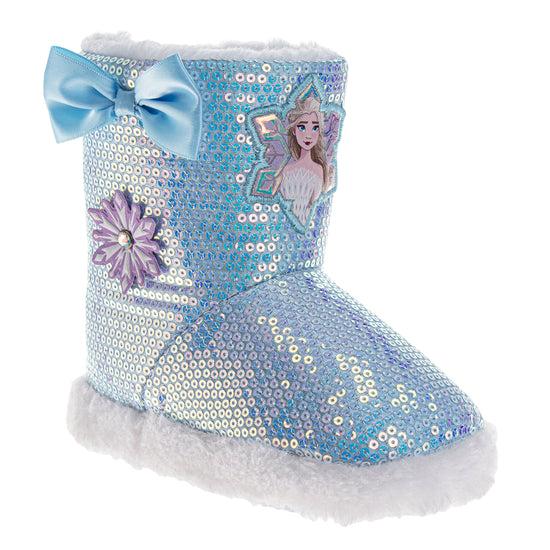 josmo Frozen Girls Slippers Anna and Elsa Plush Warm Soft Aline Comfy Lightweight House Shoes (5-10 toddler)