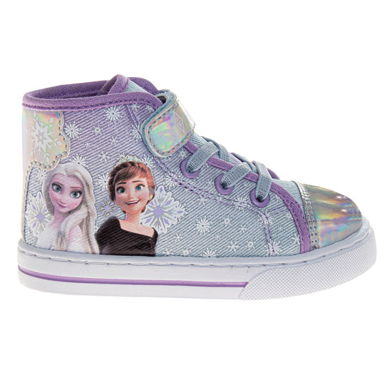 Josmo Frozen High-Top Hook And Loop Girls Canvas Sneakers (Toddler)