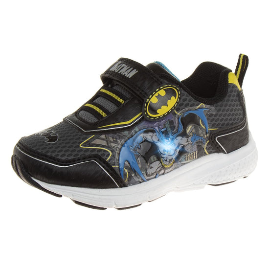 josmo Josmo Boys Batman - Toddler Sneaker Superhero Comics Slip on Laceless Runner Breathable Sneakers Light up Tennis (Size 6-12 Toddler)