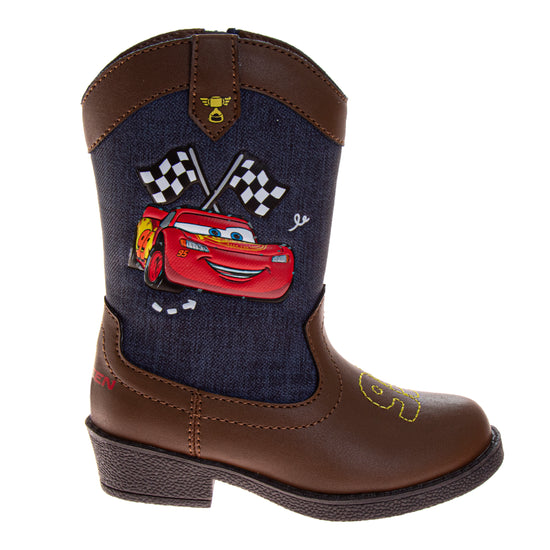 Josmo Josmo Cars Boys Cowboy Boots - Lightning McQueen Calf High Western Country Cow Boy Boot (Toddler)