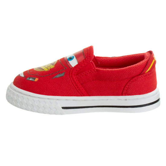 Josmo Josmo Disney Boy's Lightning McQueen Cars Slip-On Shoes - Lowtop Canvas Sneakers For Boys (Sizes: 5-10 Toddlerss)