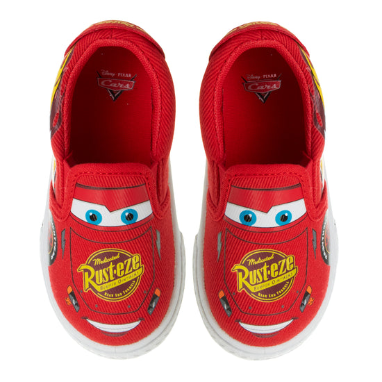 josmo Josmo Disney Boy's Lightning McQueen Cars Slip-On Shoes - Lowtop Canvas Sneakers for Boys (Sizes: 5-10 Toddlerss)