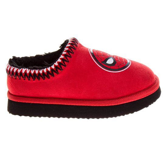 Josmo Marvel Avengers Boys Snow Slippers Spiderman Boots Faux Fur Winter Mules Cozy Warm House Shoes (Toddlers)