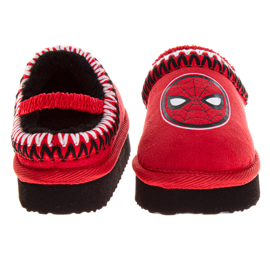 Josmo Marvel Avengers Boys Snow Slippers Spiderman Boots Faux Fur Winter Mules Cozy Warm House Shoes (Toddlers)