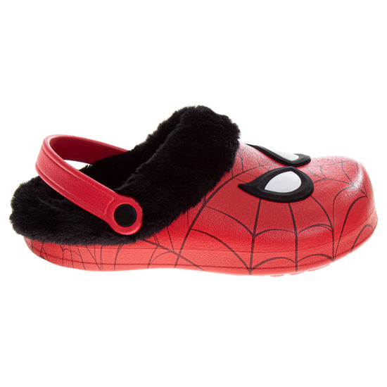 Josmo Marvel Avengers Spiderman Fuzzy Fleece Lined Clogs For Boys Winter Warm Plush Garden Shoes
