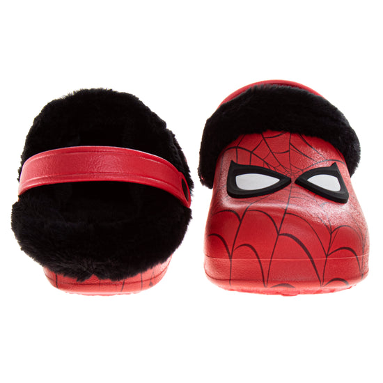 Josmo Marvel Avengers Spiderman Fuzzy Fleece Lined Clogs For Boys Winter Warm Plush Garden Shoes