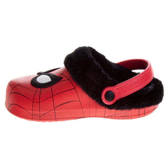 Josmo Marvel Avengers Spiderman Fuzzy Fleece Lined Clogs For Boys Winter Warm Plush Garden Shoes