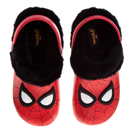 josmo Marvel Avengers Spiderman Fuzzy Fleece Lined Clogs for Boys Winter Warm Plush Garden Shoes
