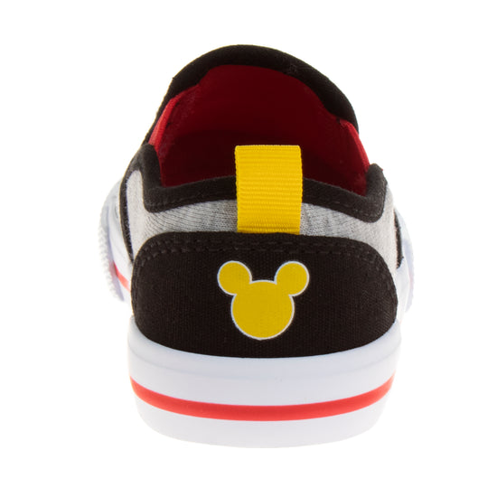 Josmo Mickey Mouse Casual No Lace Shoes - Low Top Canvas Slip-on Tennis Boys Sneakers - Disney Character Sneaker Shoe (Size 5-12 Toddler)