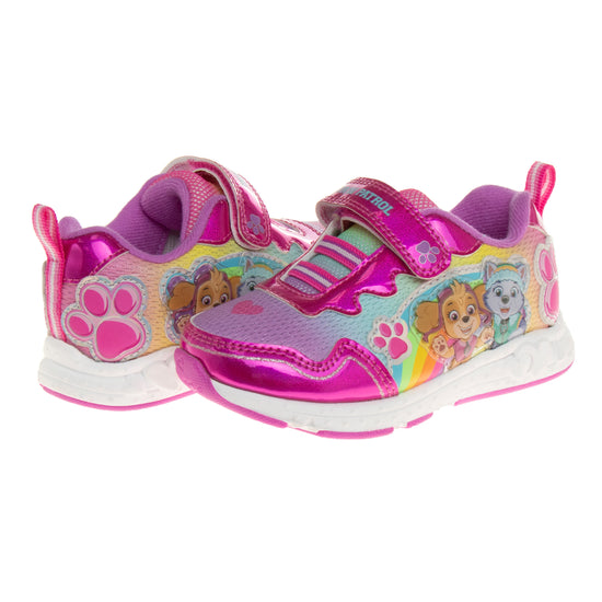 Josmo Nickelodeon Paw Patrol Skye And Everest Hook And Loop Girls' Light Up Fashion Sneakers. (Toddler/Little Kids)