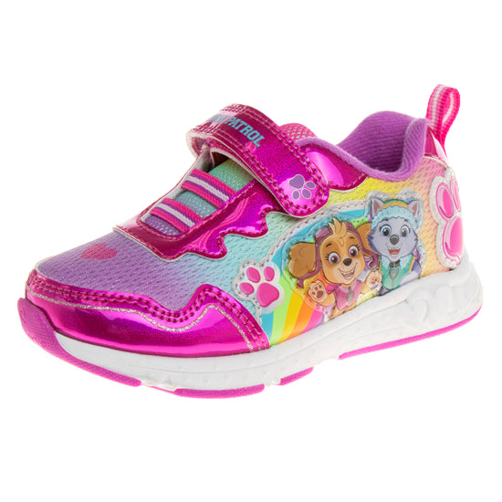 josmo Nickelodeon Paw Patrol Skye and Everest Hook and Loop Girls' Light Up Fashion Sneakers. (Toddler/Little Kids)