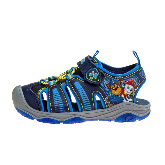 Josmo Paw Patrol Chase Marshall Light Up Summer Boys Sandals - Hook&Loop Adjustable Strap Closed Toe Sandal Water Shoe - Blue (sizes 6-12 Toddler)