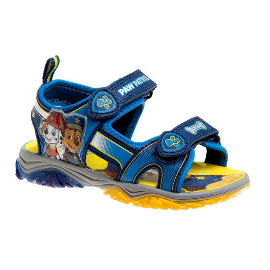 josmo Paw Patrol Chase Marshall Light up Summer Boys Sandals - Hook & Loop Adjustable Strap Open Toe Sandal Water Shoe - Blue (sizes 6-12 Toddler)