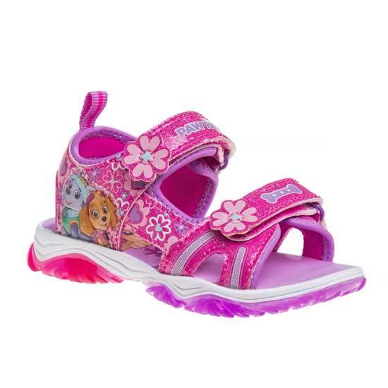 josmo Paw Patrol Everest Skye Light up Summer Girls Sandals - Hook&Loop Adjustable Strap Open Toe Sandal Water Shoe - Pink (sizes 6-12 Toddler)