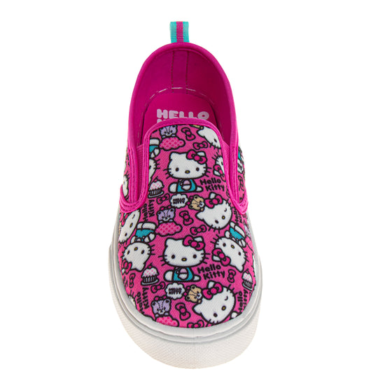 Josmo Sanrio Hello Kitty Girls Low Top Sneakers - Casual Fashion Laceless Slip On Canvas Shoes