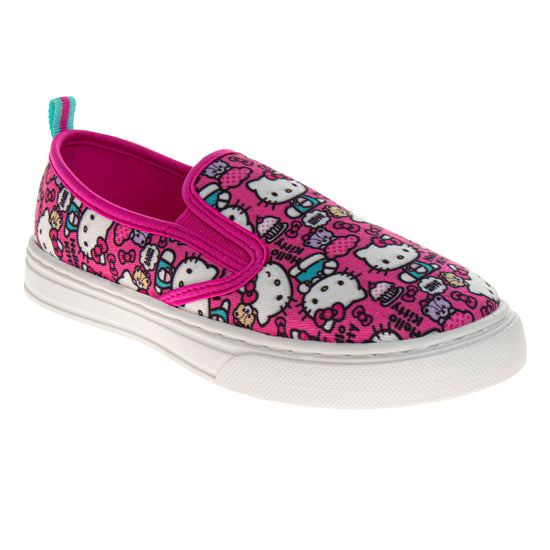 josmo Sanrio Hello Kitty girls Low Top Sneakers - Casual Fashion Laceless Slip on Canvas Shoes