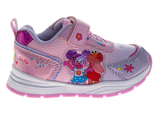 Josmo Sesame Street Girls Abby And Elmo Toddler Hook And Loop Lightup Sneakers
