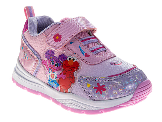josmo Sesame Street Girls Abby and Elmo Toddler Hook and Loop Lightup Sneakers