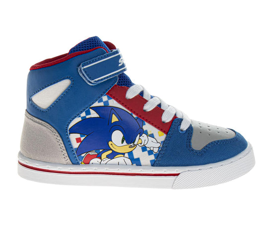 Josmo Sonic The Hedgehog Boys' Hook And Loop Hi-Top Canvas Sneakers