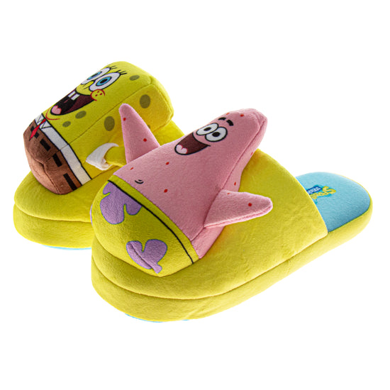 Josmo SpongeBob SquarePants Girls House Shoes Spongebob And Patrick Star Plush Warm Comfort Soft Slipper