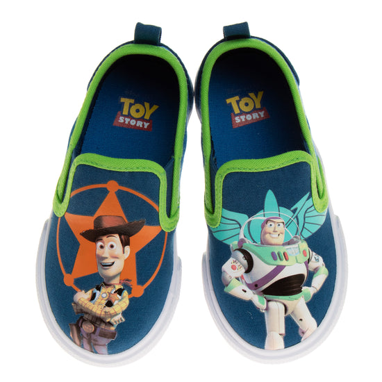 Josmo Toy Story Casual No Lace Shoes - Buzz Lightyear Sheriff Woody Low Top Canvas Slip-on Tennis Boys Sneakers (Size 5-12 Toddler)