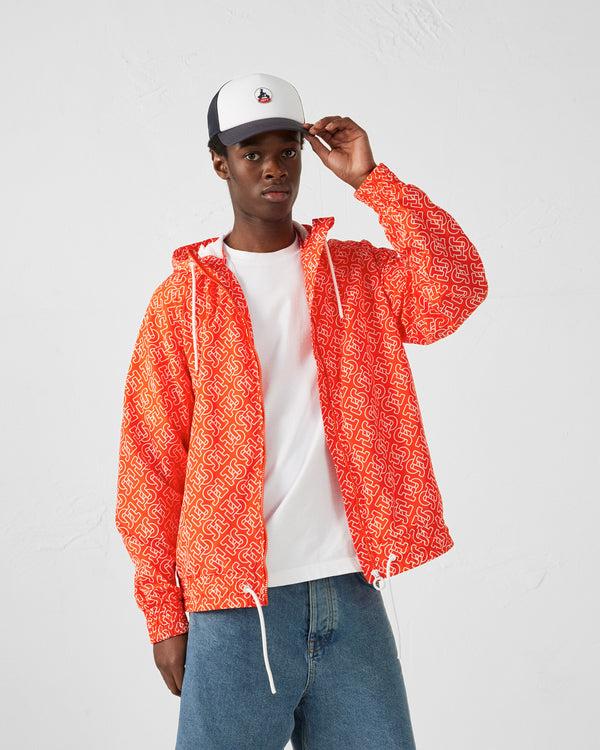 Jott Blouson Coupe-vent Léger à Capuche Mono Rouge Feu Storm Monogram