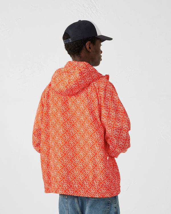 Jott Blouson Coupe-vent Léger à Capuche Mono Rouge Feu Storm Monogram