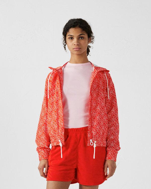 jott Blouson coupe-vent léger à capuche Mono rouge feu Alize monogram