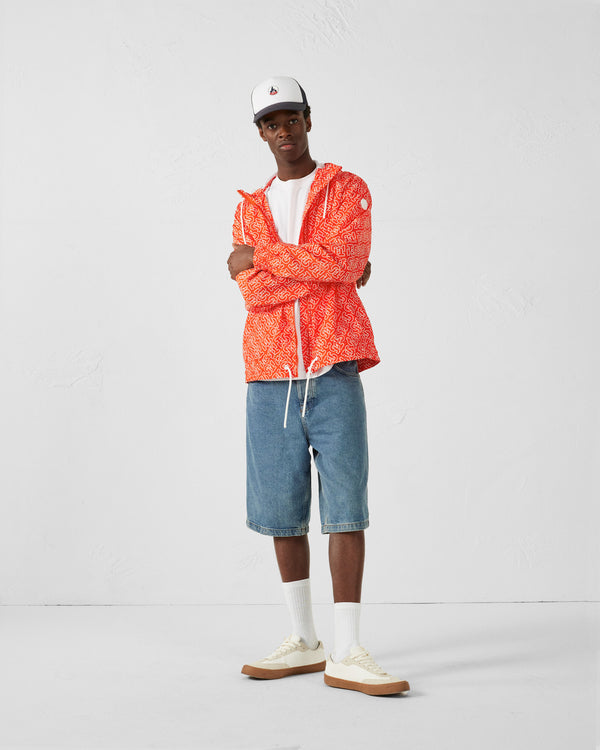 jott Blouson coupe-vent léger à capuche Mono rouge feu Storm monogram