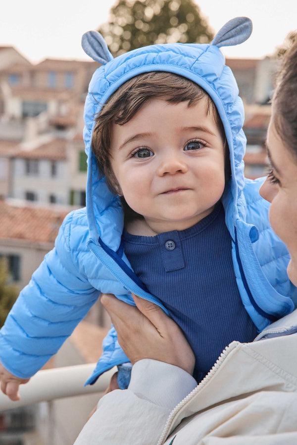 jott Doudoune bébé sherpa à oreilles Bleu cristal Mael