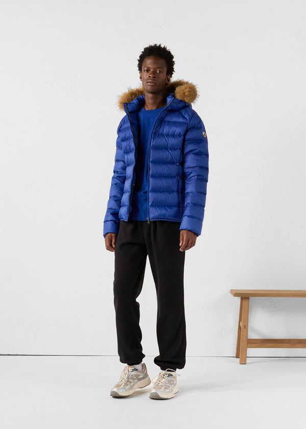 Jott Doudoune Courte à Capuche Bleu Cobalt Prestige