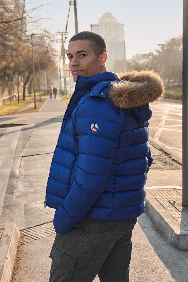 jott Doudoune courte à capuche Bleu cobalt Prestige