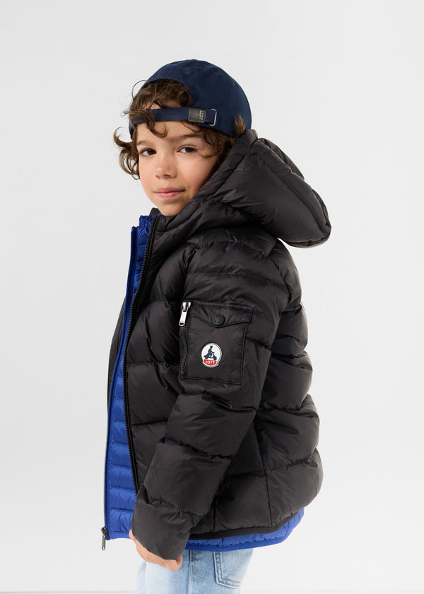 Jott Doudoune Enfant à Capuche Grand Froid Noir Kazan
