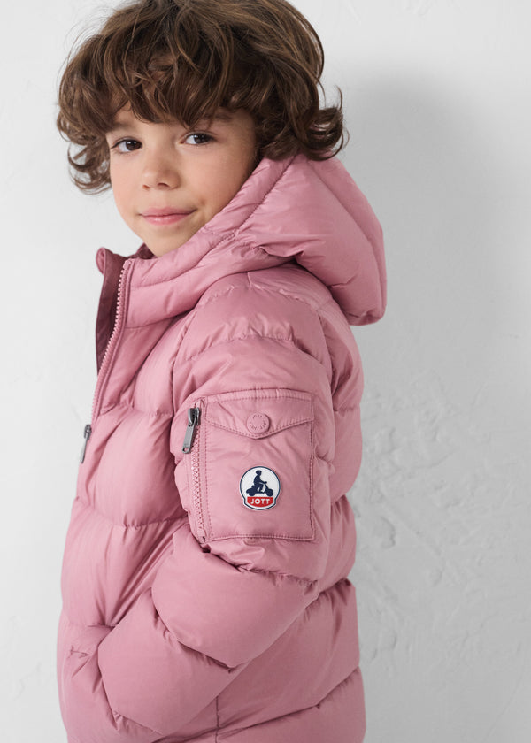 Jott Doudoune Enfant à Capuche Grand Froid Rose Antique Kazan