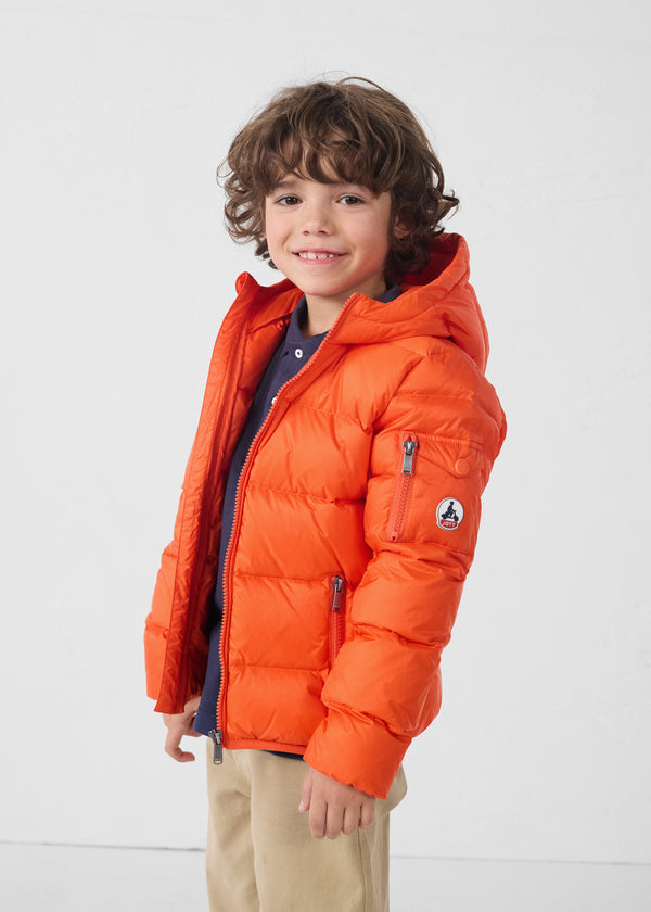 Jott Doudoune Enfant à Capuche Grand Froid Rouge Feu Kazan