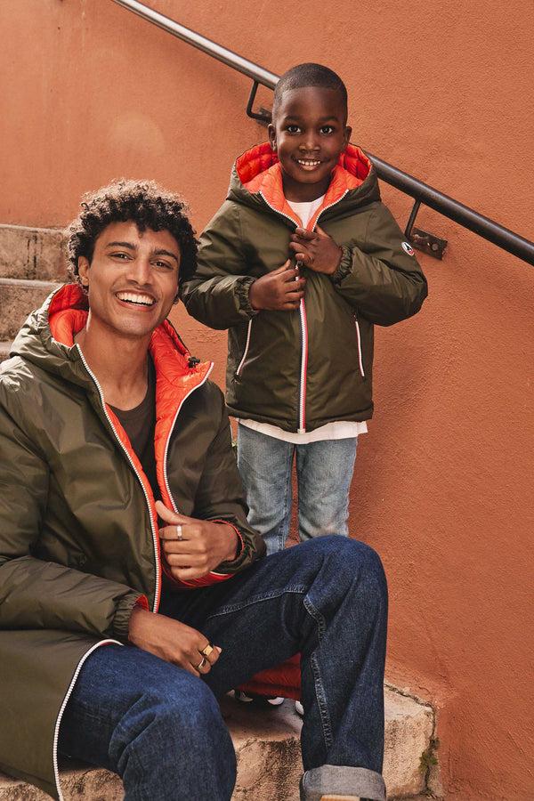 jott Doudoune enfant réversible Army/rouge feu Sauda