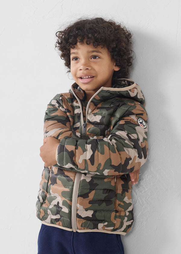 Jott Doudoune Légère à Capuche Enfant Camo Sucre Roux Hugo Print