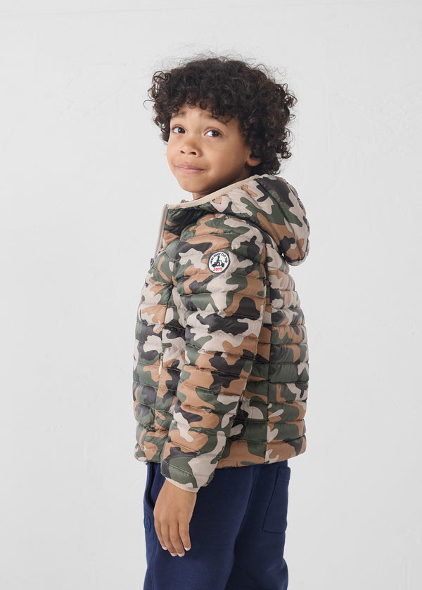 Jott Doudoune Légère à Capuche Enfant Camo Sucre Roux Hugo Print