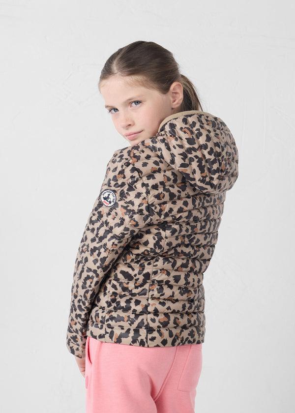 Jott Doudoune Légère à Capuche Enfant Leopard Beige Carla Print