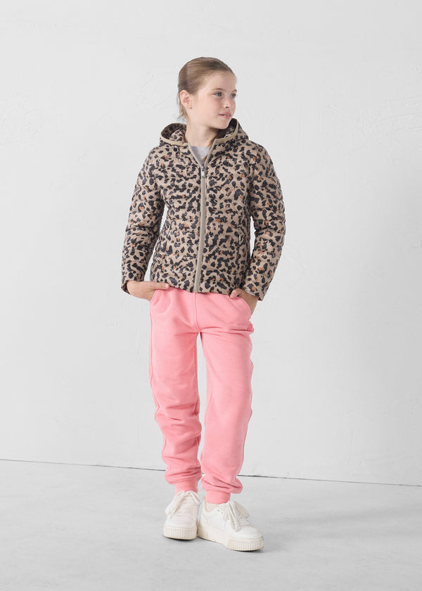 jott Doudoune légère à capuche enfant Leopard beige Carla print