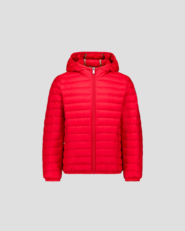 Jott Doudoune Légère à Capuche Enfant Rouge Carmin Hugo