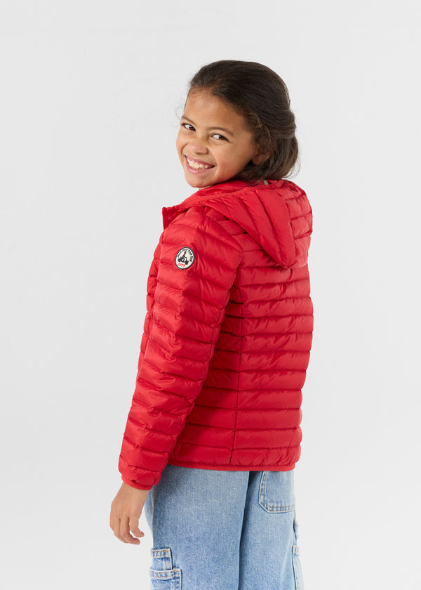 Jott Doudoune Légère à Capuche Enfant Rouge Carmin Hugo