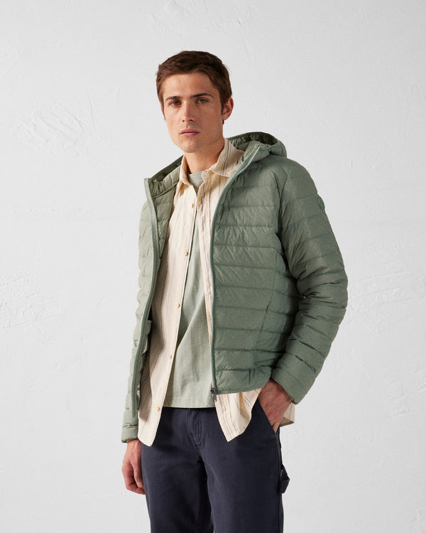 Jott Doudoune Légère Stretch à Capuche Vert Minéral Frantz