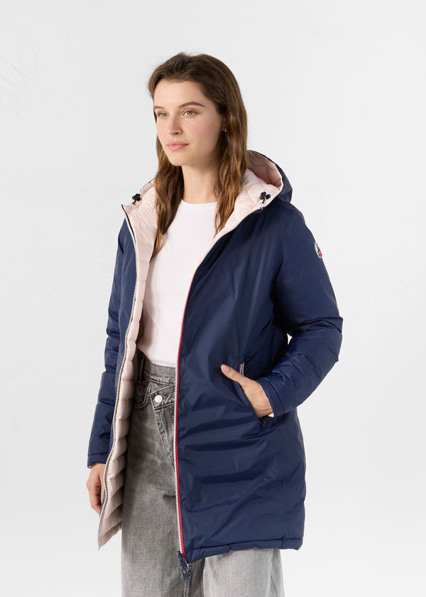 Jott Doudoune Longue Réversible Marine/rose Pétale Verone