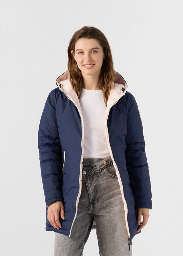 jott Doudoune longue réversible Marine/rose pétale Verone