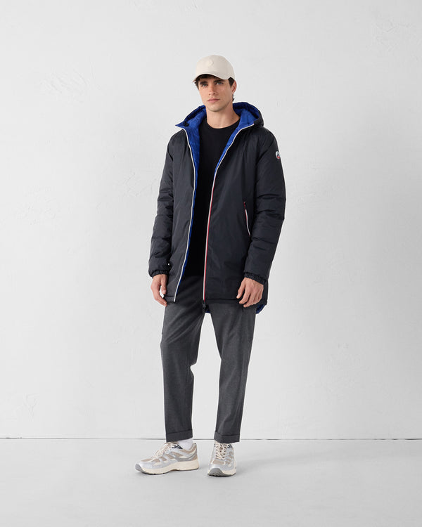 jott Doudoune longue réversible Noir/bleu cobalt Assen