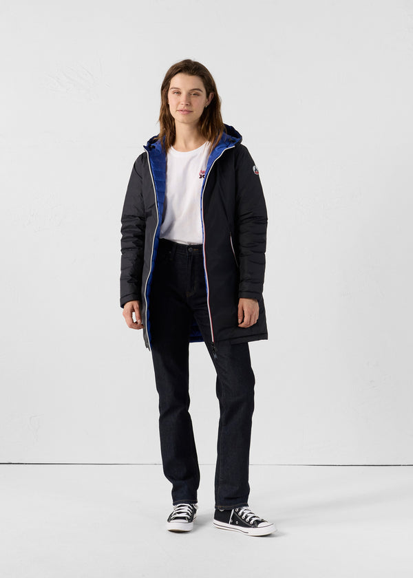 Jott Doudoune Longue Réversible Noir/bleu Cobalt Verone