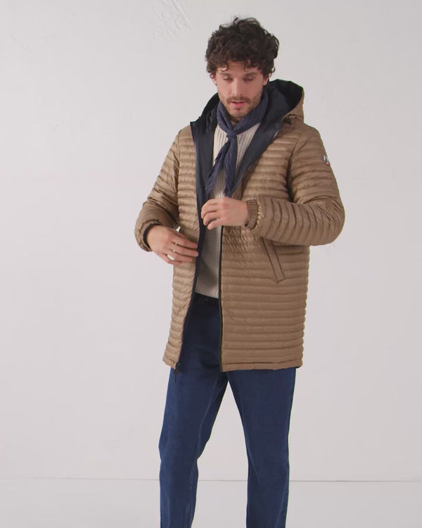 jott Doudoune longue ultralégère réversible Noir/Fauve Morrison