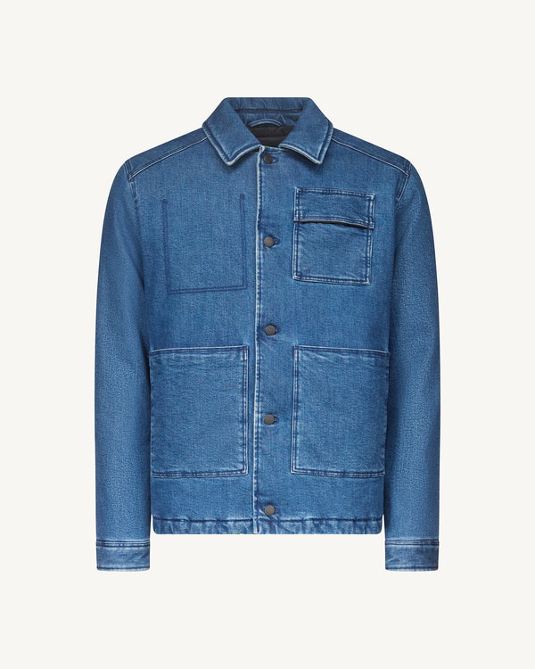 Jott Doudoune Surchemise Dark Denim Jeans Travail Worker JOTT X DENHAM